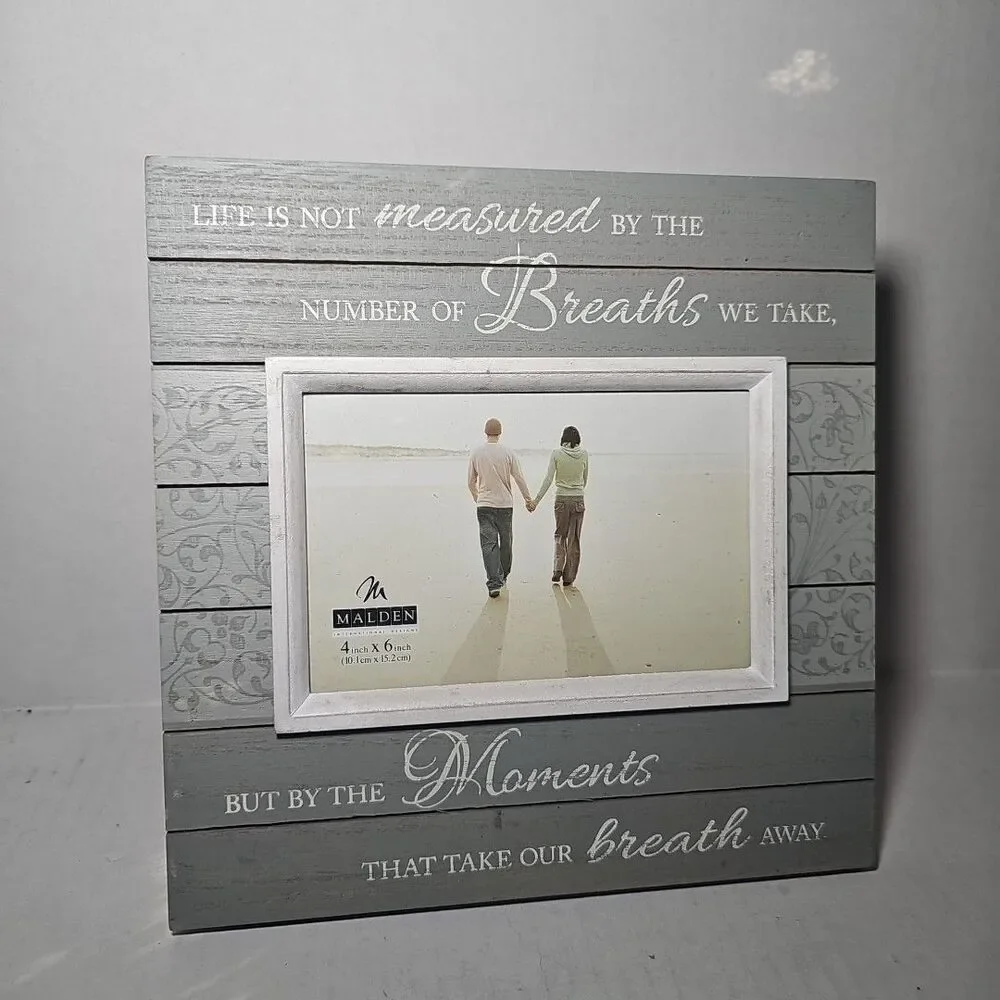 Grey Distressed Wood 4x6 Picture Frame Life Not Measured by Number of Breaths